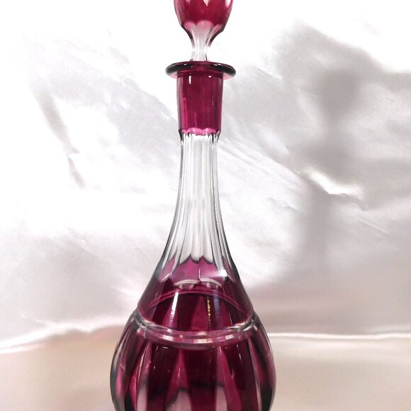 Dark Pink Cut to Clear Decanter # 25041 - Picture 3 of 5